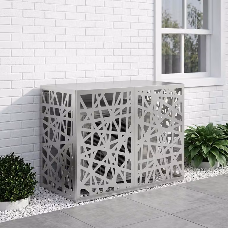 Copertura per condizionatore d'aria vidaXL in acciaio galvanizzato, Argento, L 100 x P 50 x H 70 cm