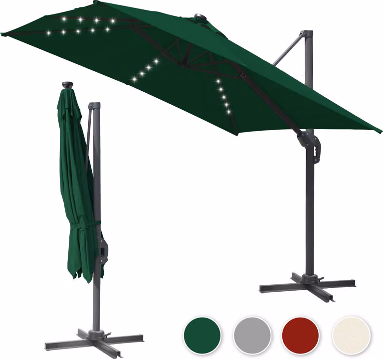 Clanmacy 3M ombrellone quadrato con manovella, protezione UV50+ verde