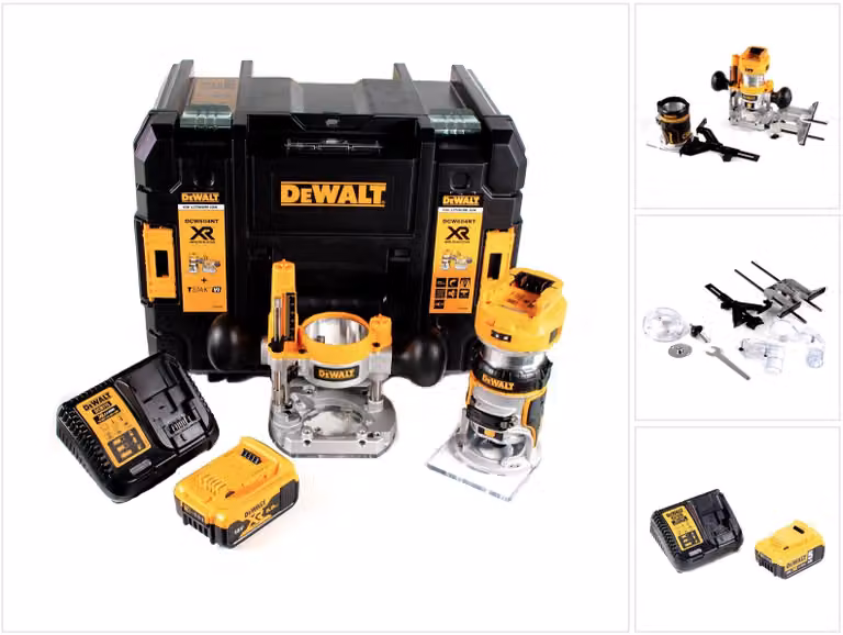 DeWalt DCW 604 P1 fresa combinata a batteria 18V 55mm + 1x batteria 5.0Ah + caricabatterie + TSTAK