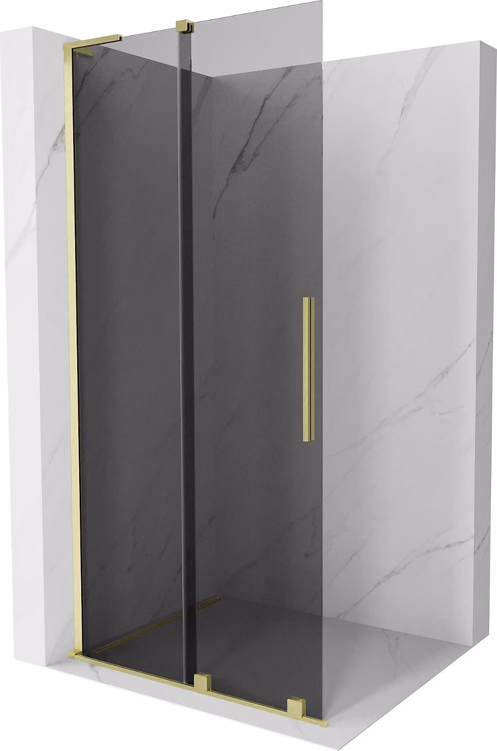 Mexen Velar L parete doccia scorrevole Walk-in 120 x 200 cm, grafite 8 mm, oro spazzolato - 871-120-003-43-55