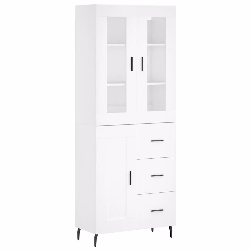 Credenza Bianca 69,5x34x180 cm in Legno Multistrato