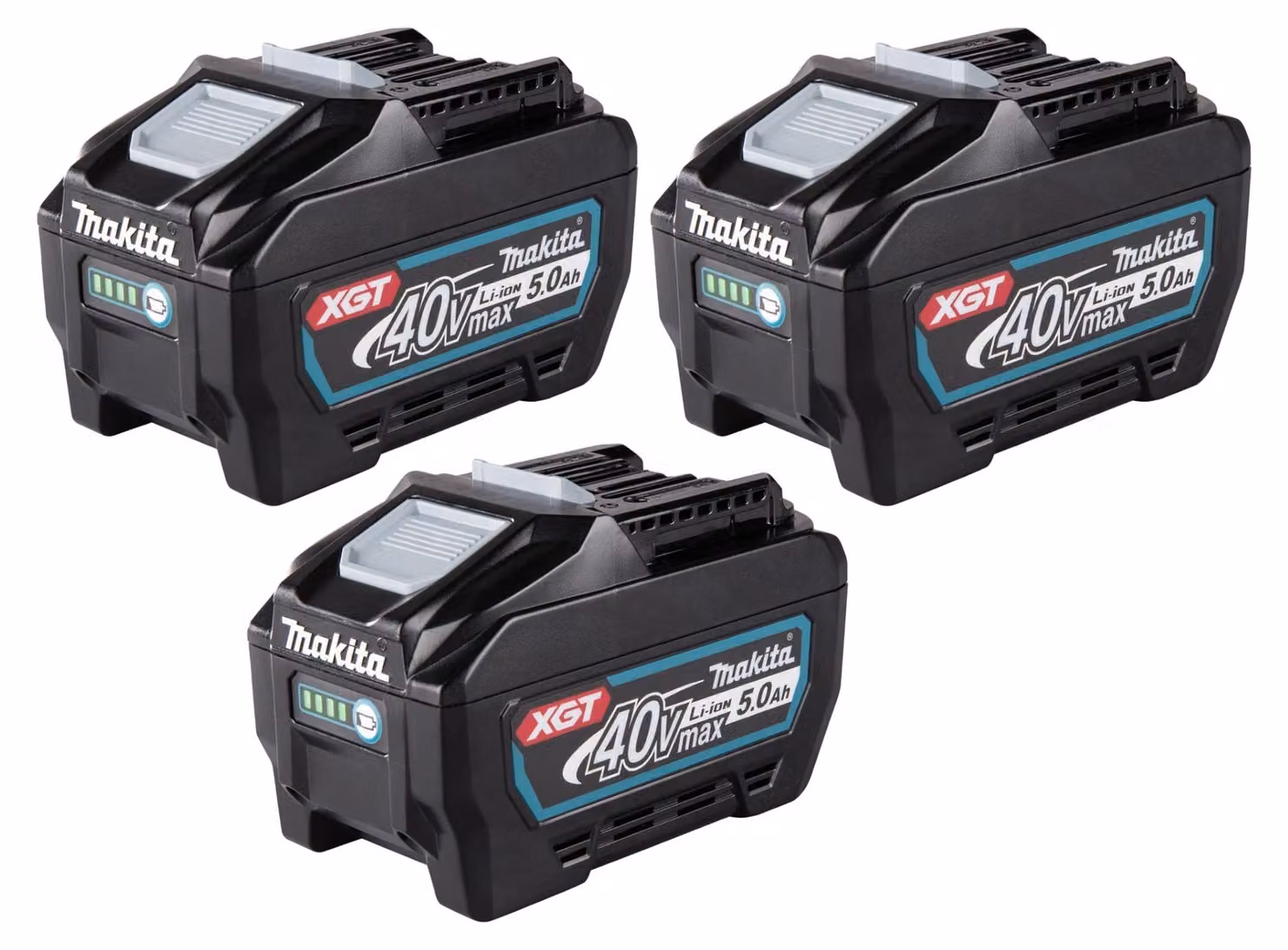 Makita 3x BL 4050 F batteria 40 V max. 5,0 Ah / 5000 mAh Li-Ion XGT ( 3x 191L47-8 ) IP64 con indicatore del livello di carica
