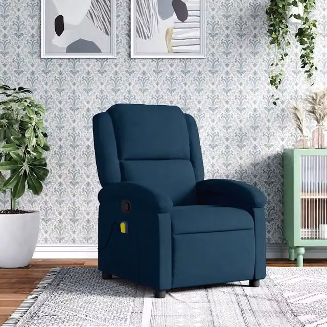 Divano Sedia-Poltrona Massaggiante Reclinabile Blu in Velluto 950550