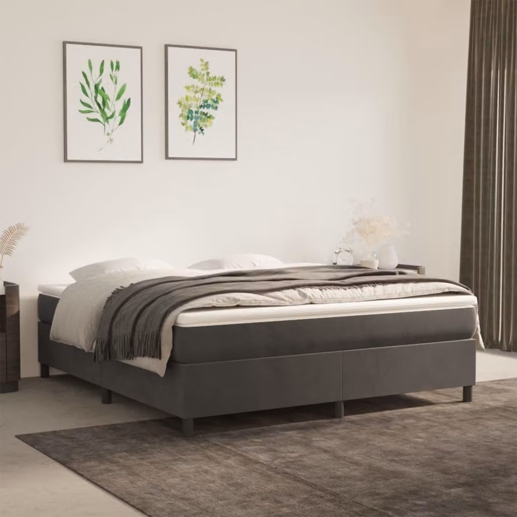 Maison Exclusive - Giroletto a Molle con Materasso Grigio Scuro 160x200 cm Velluto