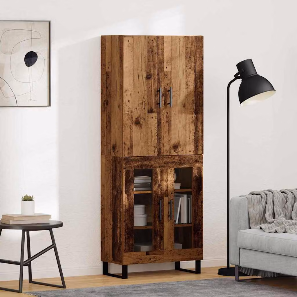 Set di 2 credenze vidaXL in legno vecchio marrone per soggiorno e sala da pranzo L/P/H: 69,5 x 34 x 180 cm – 1