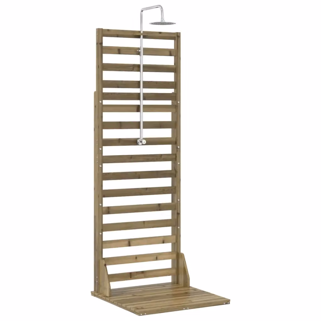 Doccia da esterno vidaXL in legno e acciaio inossidabile, colore marrone, L: 225 cm – 2