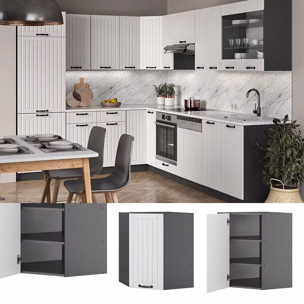 Mobile angolare da cucina Vicco Fame-Line Bianco rustico/Antracite L: 57 cm, H: 72 cm, P: 34,1 cm – 2