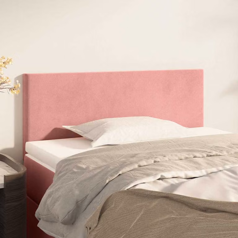 Testiera per letto vidaXL in tessuto rosa con pannello imbottito, L: 90 cm, P: 5 cm, H: 78-88 cm