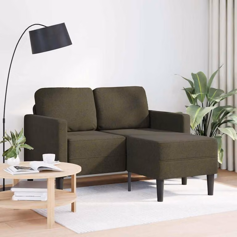 vidaXL Divano 2 Posti con Chaise a L Verde Militare 125 cm Similpelle
