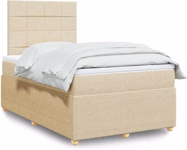 Giroletto a Molle con Materasso Crema 120x190 cm in Tessuto 3294300