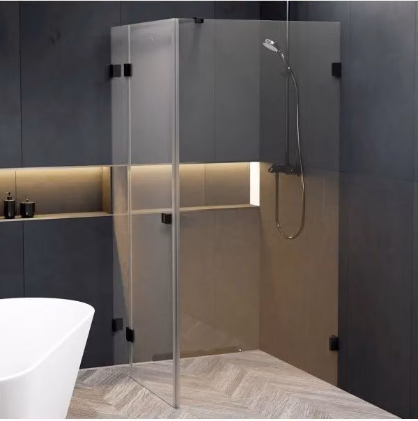 Cabina doccia angolare sinistra RIHO SCANDIC NXT 203 in vetro trasparente e nero L/P/H: 180 x 90 x 200 cm