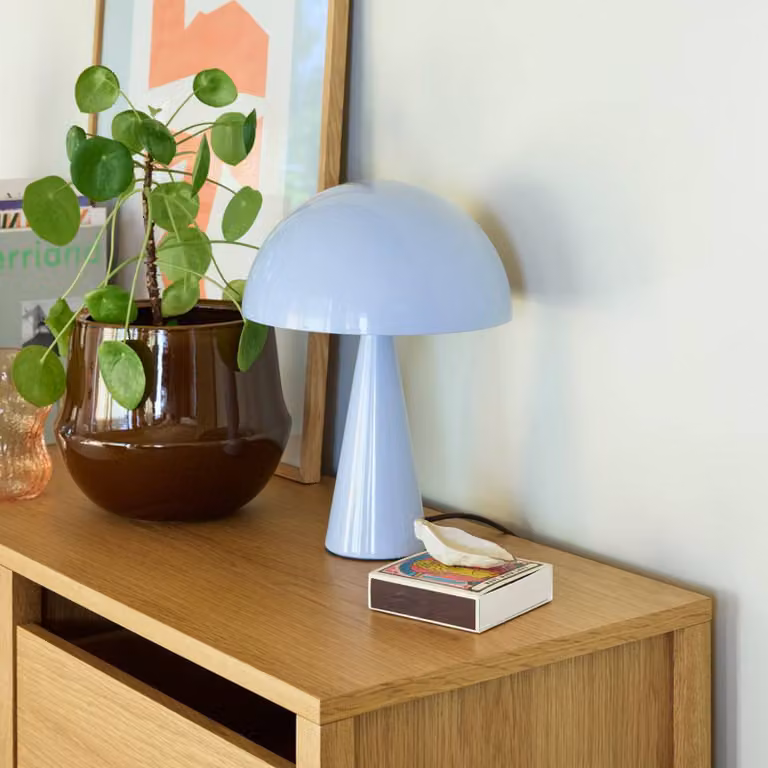 Hübsch Lampada da tavolo Mush Mini, Blu, Camera da letto, Metallo, Moderno, Lampada da tavolo