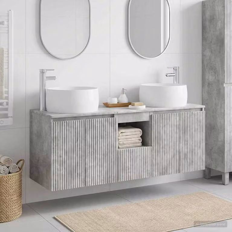 Set di mobili da bagno moderni vidaXL composto da 3 pezzi in legno grigio, L: 49,5 cm, P: 44,5 cm, H: 66 cm