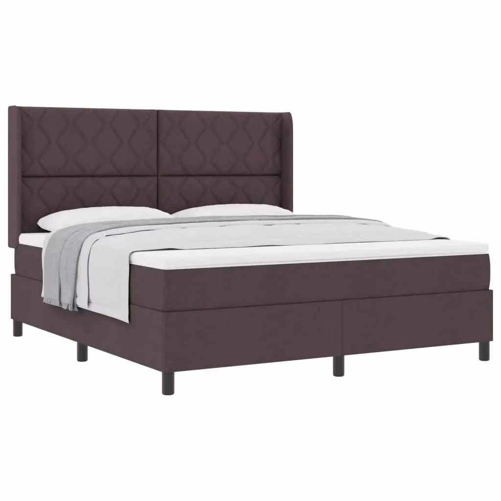 Letto a molle moderno con testiera vidaXL in tessuto marrone L/P: 180 x 200 cm – 2