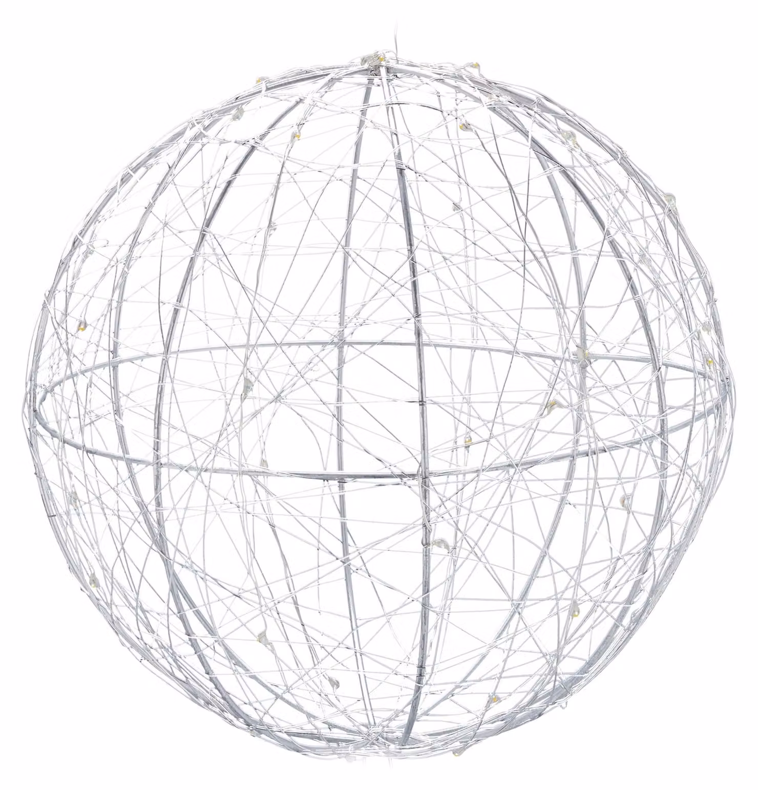 Sfera decorativa a LED, diametro 20 cm, argento, in ferro, alimentata a batteria, confezione da 1 pezzo