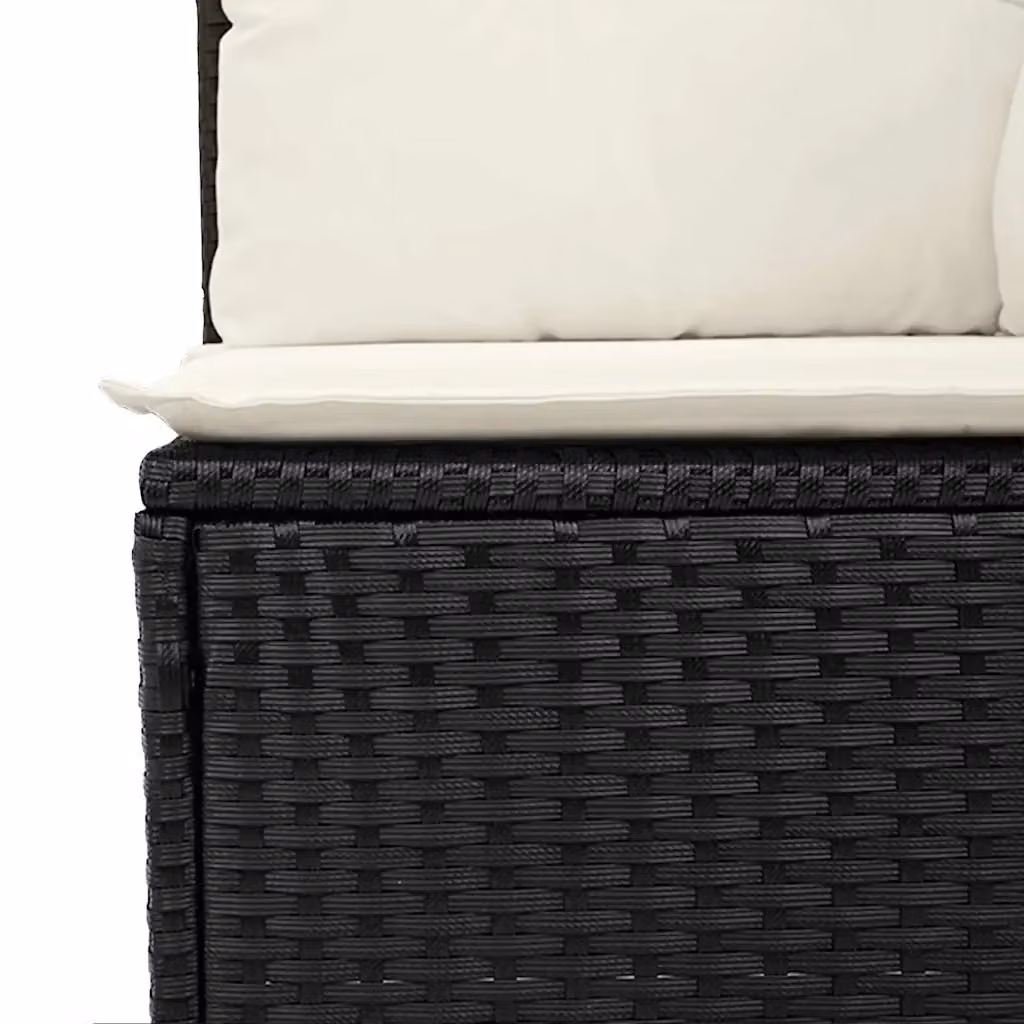 Set Divano da Giardino Moderno vidaXL con Cuscini e Tavolino da Caffè Nero e Beige