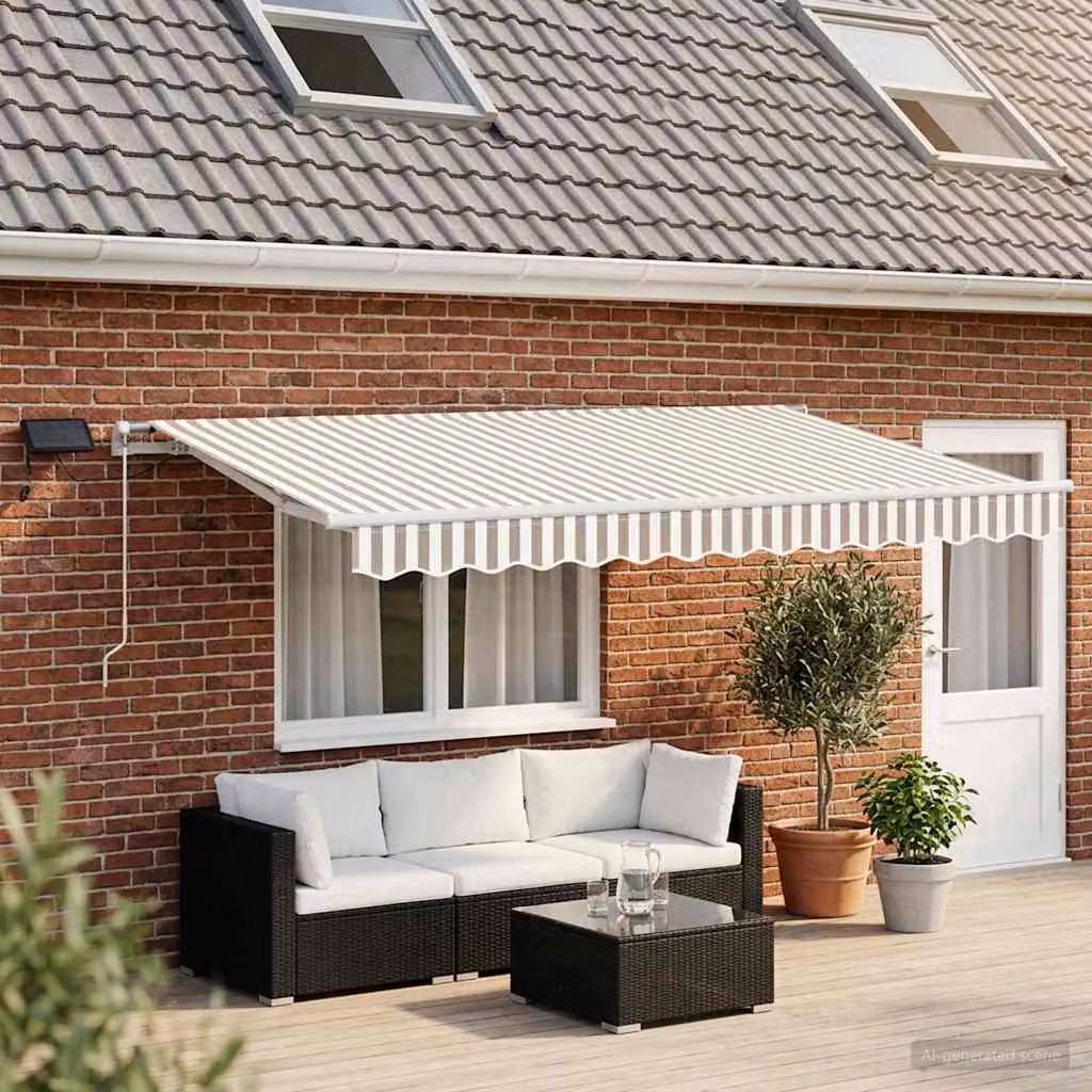 vidaXL Tenda retrattile Grigio chiaro e bianco 600 × 350 cm