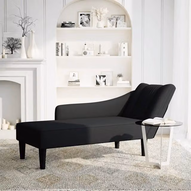 Sdraio con bracciolo destro in tessuto nero CFW1693592