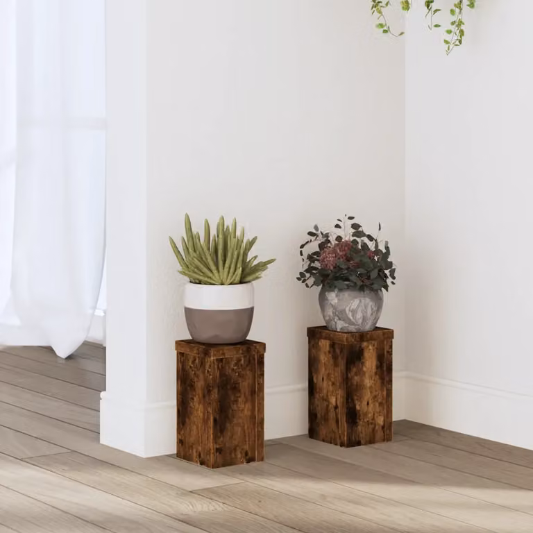 vidaXL Supporto per piante in legno marrone, set da 2 pezzi, L/P/H: 10 x 10 x 18 cm