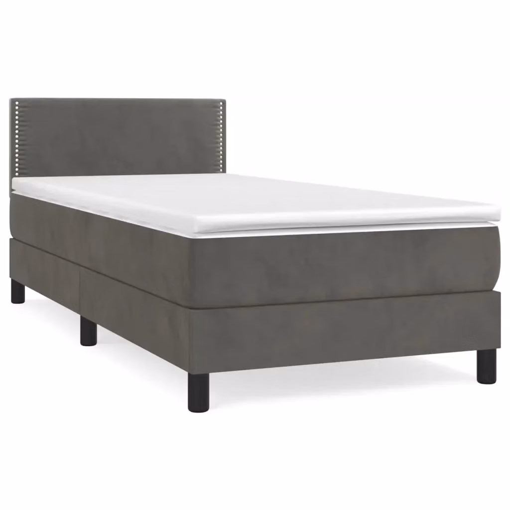 Letto Ibrido con Giroletto a Molle e Materasso vidaXL in Velluto Grigio e Bianco L/P/H: 203 x 90 x 88 cm – 2