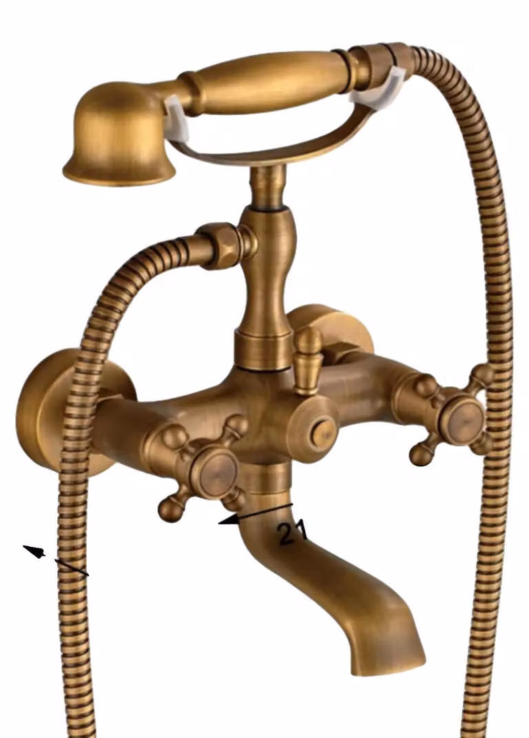 Set doccia, design vintage, montaggio a parete con doccetta, bronzo