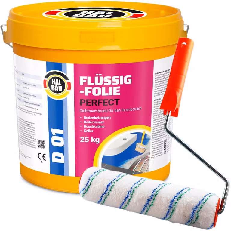 Set rullo da pittura 25 cm + pellicola liquida per interni HALBAU FLÜSSIGFOLIE PERFECT D01 - 25 kg