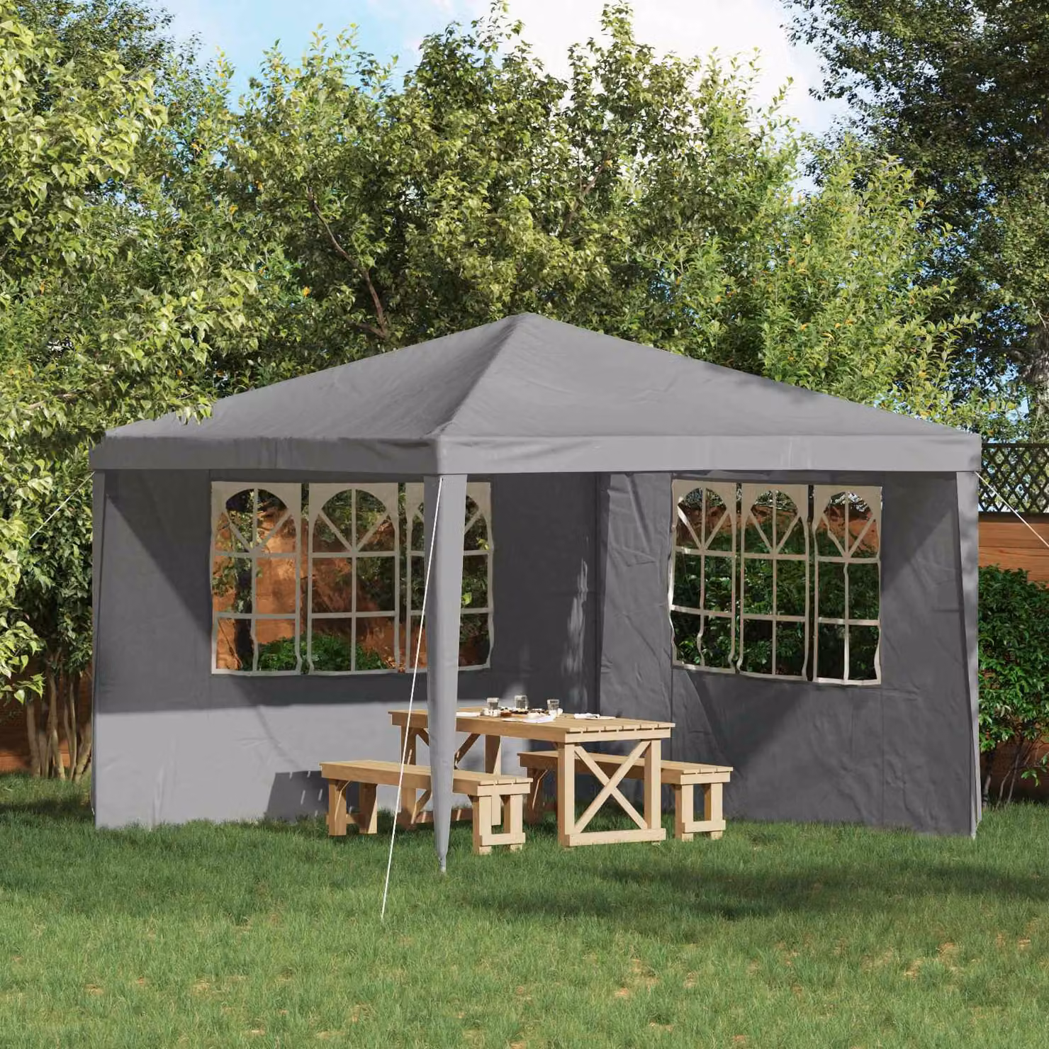 Set di 2 pareti per tenda da festa vidaXL in acciaio, Grigio Chiaro, L: 300 cm, H: 195 cm