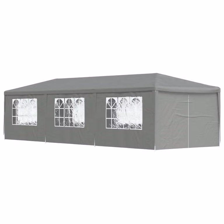 Tenda Party vidaXL Grigio Chiaro in PE e Acciaio L: 900 cm, P: 300 cm, H: 255 cm