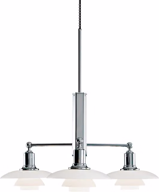 Lampada a sospensione Louis Poulsen PH 2/1 bianca e cromata con tecnologia LED