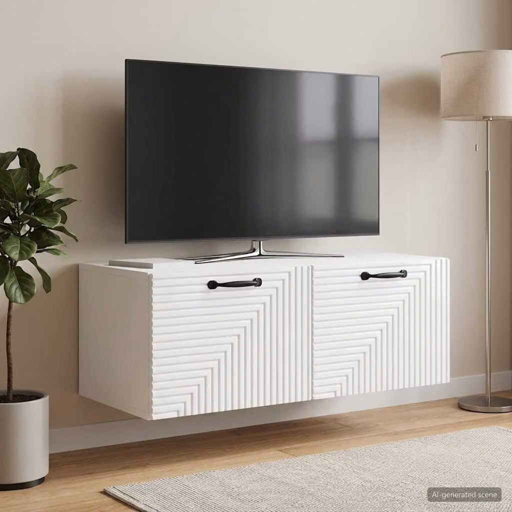 vidaXL Mobile Porta TV da Muro Bianco Lucido L: 78,5 cm, P: 41 cm, H: 30 cm