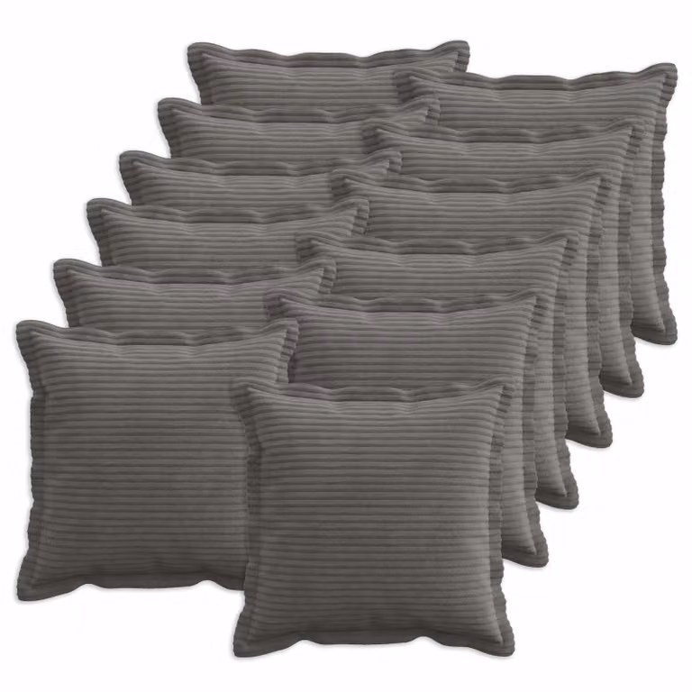 Set di 12 federe quadrate vidaXL HOUTEN in velluto a coste grigio scuro, 45 x 45 cm