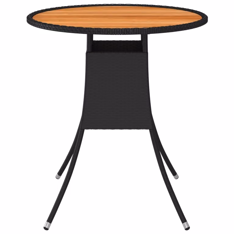 vidaXL Tavolo da pranzo da giardino nero Ø 70 cm in poly rattan legno massiccio di acacia