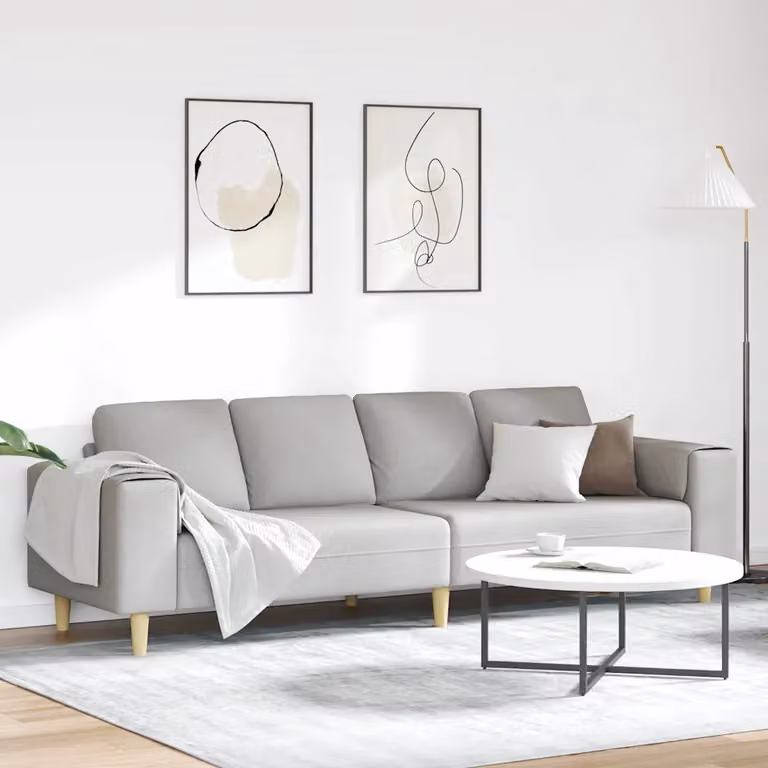 vidaXL Divano per Soggiorno Imbottito con Pouf e Cuscini, Grigio o Marrone, L: 250 cm, P: 77 cm, H: 76 cm