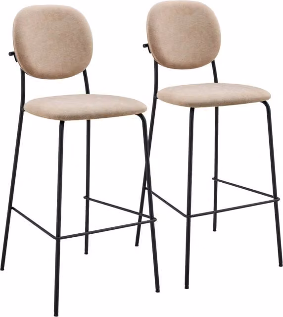 Oviala - Set di 2 seggioloni in acciaio e tessuto beige