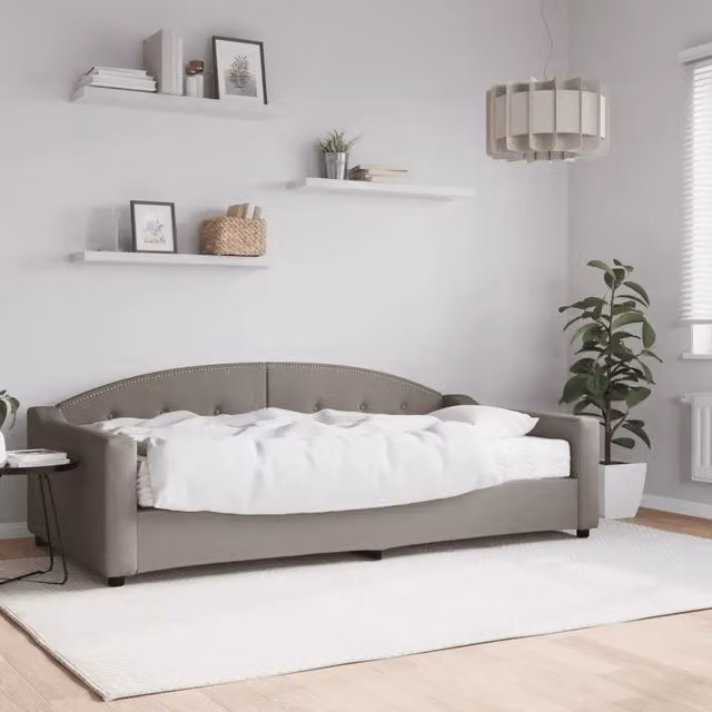 Divano Letto Moderno vidaXL in Tessuto con Materasso in Schiuma, Grigio o Beige, L/P/H: 223 x 110 x 75 cm, Dimensioni Materasso: 100 x 200 cm