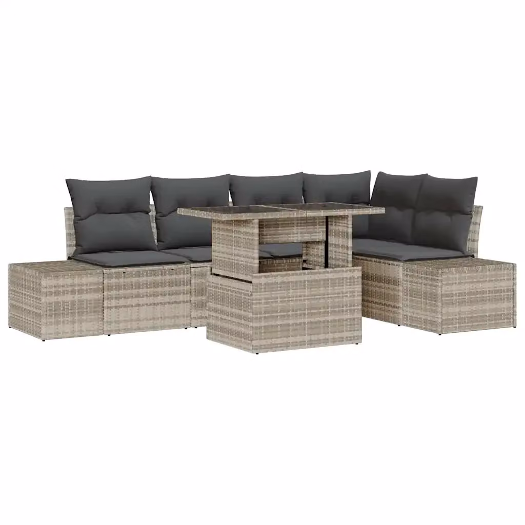 Set Divano da Giardino a L vidaXL in Polyrattan Grigio con Tavolino e Cuscini – 2