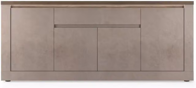 Buffet SASHA – 4 porte, 1 cassetto e LED – Bronzo e piano in legno Mercurio