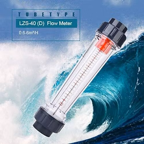 Misuratore di portata in plastica ABS - Misuratore di portata di liquidi - Flussometro - Ugello piatto (50 mm) - 0,6-6 m³/h - Alta precisione - Misuratore di portata