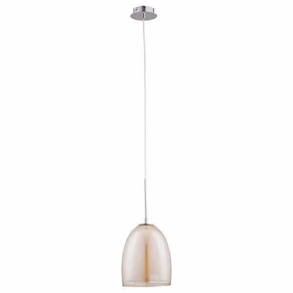 Lampada a sospensione Ronda cromata-color tè 1xE27x60W vetro, dimensioni: 100x18x18 cm IP20 Alfa