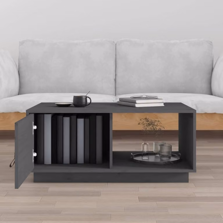 Maison Exclusive - Tavolino da salotto grigio 80x50x35,5 cm in legno massello di pino