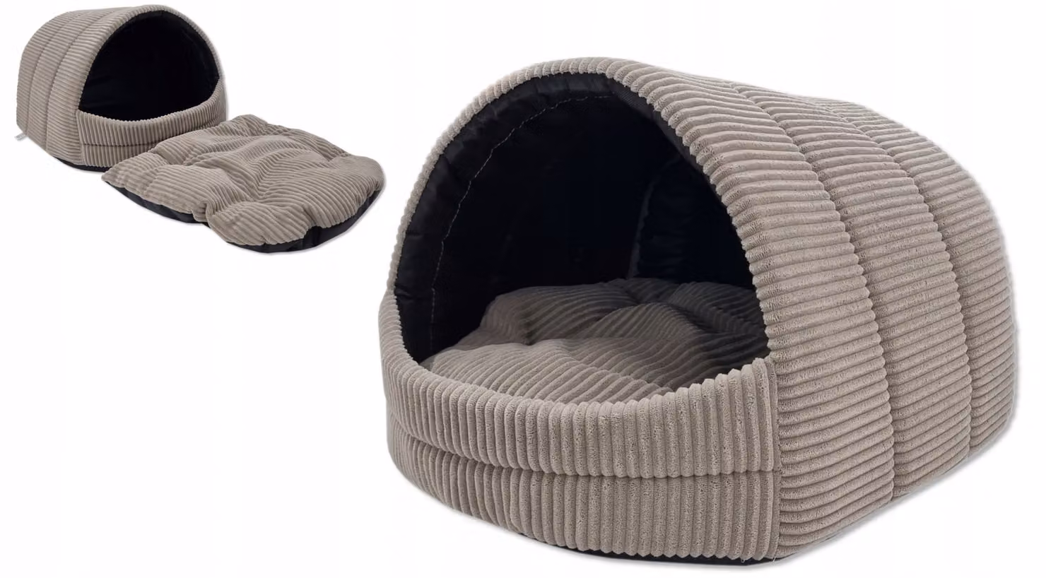 grotta per cani, cuccia per cani 36x49x45cm - velluto a coste