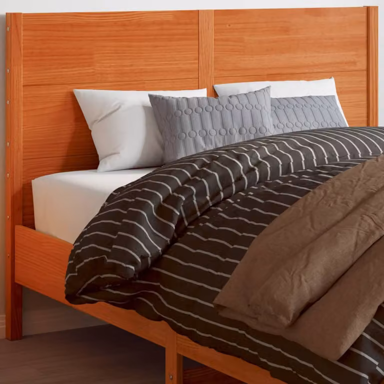 Testiera per letto vidaXL in legno massello di pino color marrone cera stile rustico per letto 150x200 cm