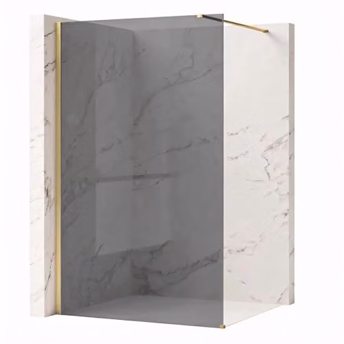 Rea - Parete Doccia Flexi, Oro Spazzolato 120, Walk-In Senza Piatto Doccia, Vetro Di Sicurezza Temperato Grigio 8mm, 120 X 120 X 195 cm