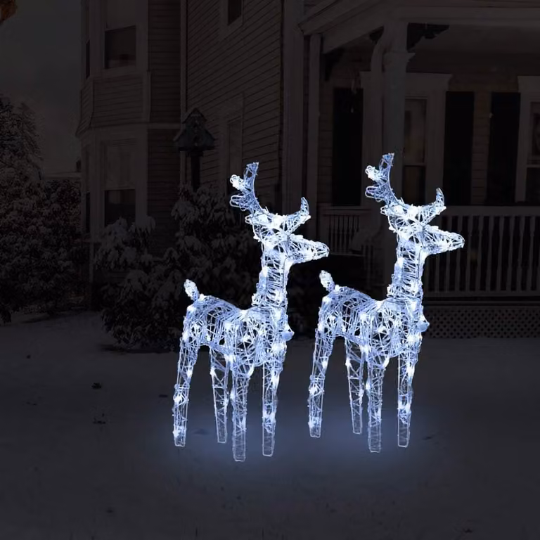 The Living Store Renna a LED 2 pezzi. Bianco freddo 80 LED acrilico