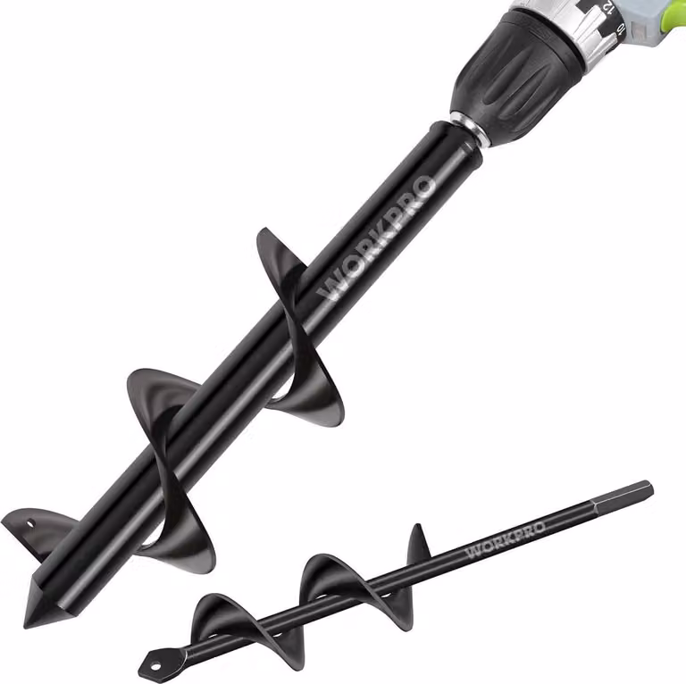 WORKPRO Set di trivelle da giardino - trivella per trapano - 8 x 30 cm e 4 x 22 cm - 2 pezzi