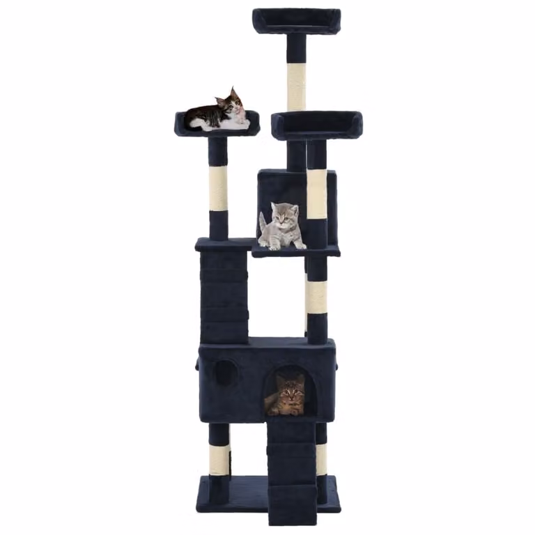 vidaXL Tiragraffi per gatti con colonne in sisal 170 cm Blu