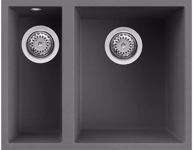 Lavello Elleci Incasso 2 vasche 56x44 Quadra 150 Sottotop Keratek Plus Grigio Dark Grey LKQ15099BSO