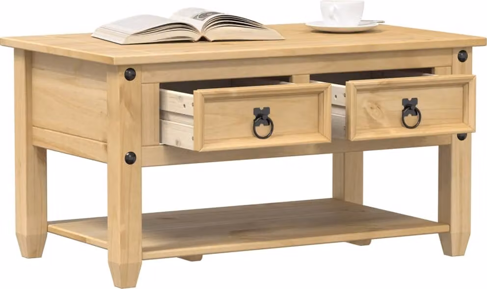 Maison Exclusive - Tavolino con cassetti , 85x50x45 cm, in legno massello di pino