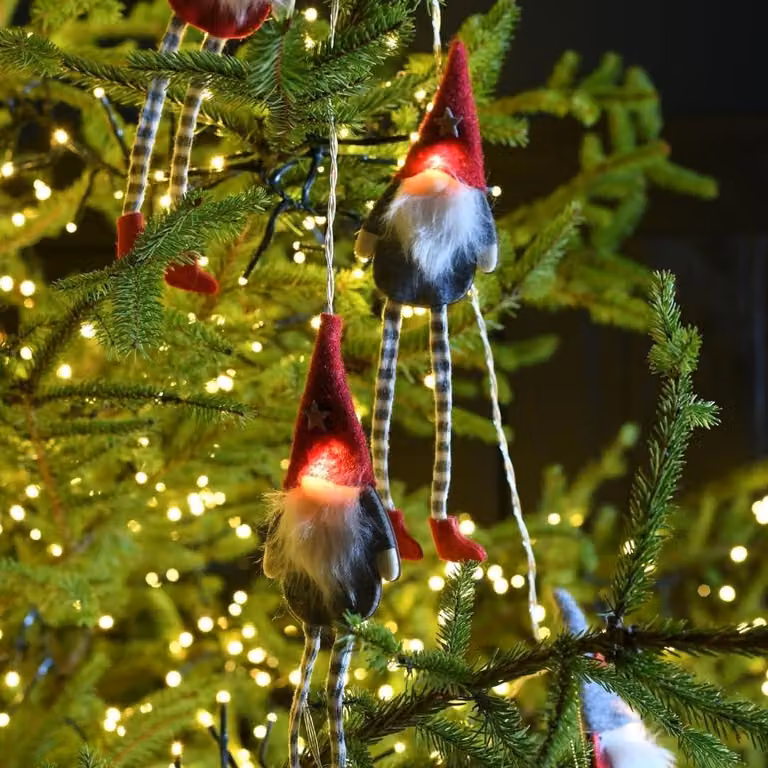 Catena luminosa a forma di Babbo Natale, 2 metri, 8 LED bianco caldo, alimentata a batteria