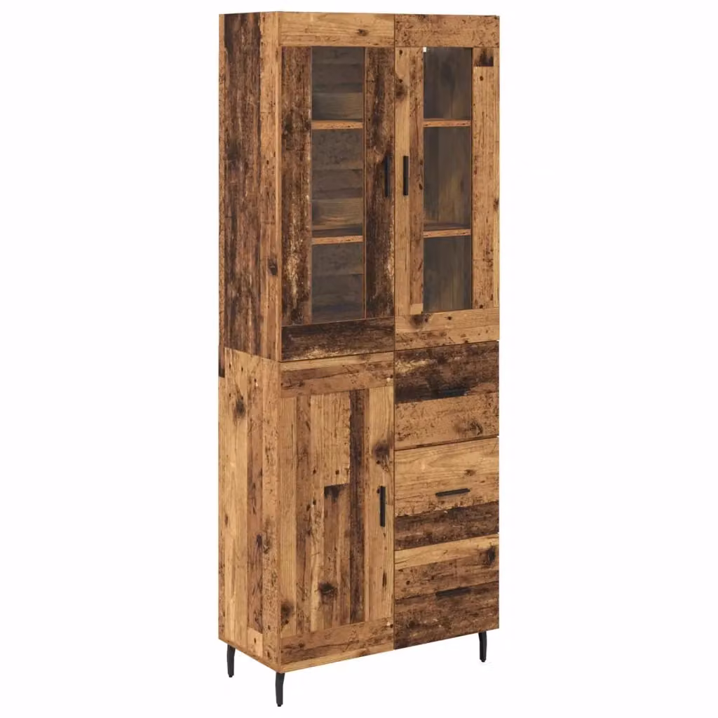 Set di 2 credenze moderne vidaXL in legno e metallo, colore marrone, L: 69,5 cm, P: 34 cm, H: 180 cm – 2